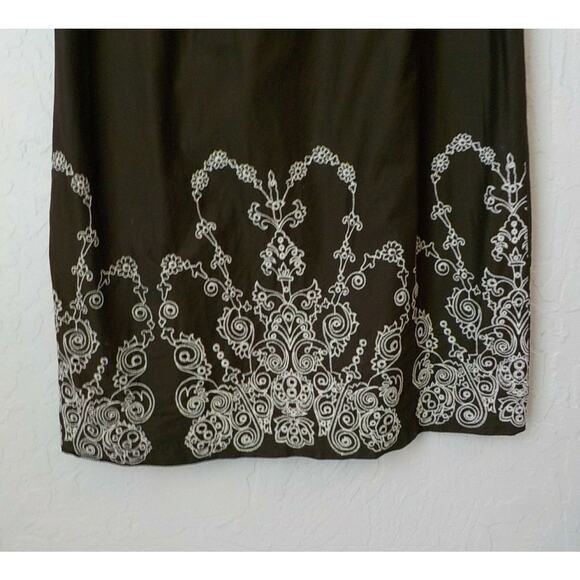 Isaac Mizrahi Target Brown Sheath Dress 8 Straps Embroidery Zip Up 100% Cotton - Picture 4 of 10